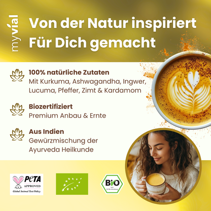 Bio Goldene Milch Latte mit 8 ayurvedischen Zutaten