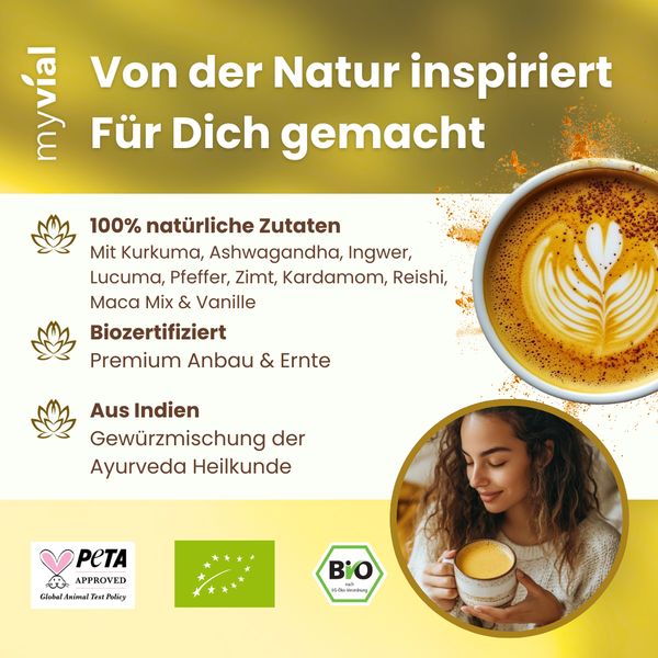 {"loading" => "lazy", "alt" => "Bio Goldene Milch Latte mit 10 ayurvedischen Superfoods"}