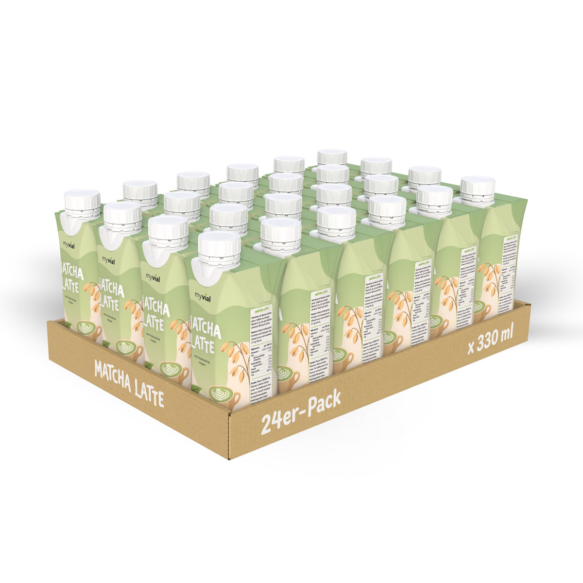 myvial Matcha Latte 24er-Pack, vierundzwanzig Trinkpäckchen à 330 ml